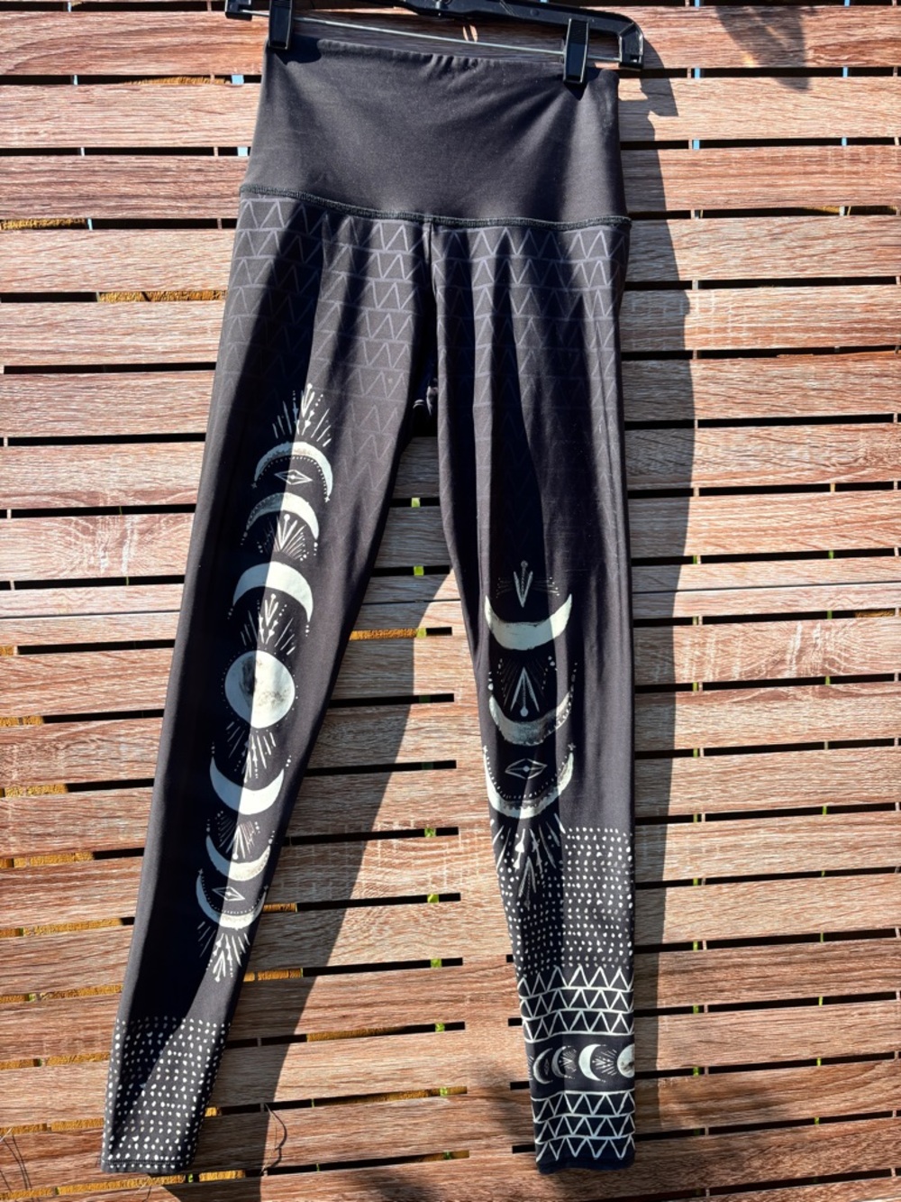 Onzie Black Leggings with White Moon Phase Print - Picture 1 of 6